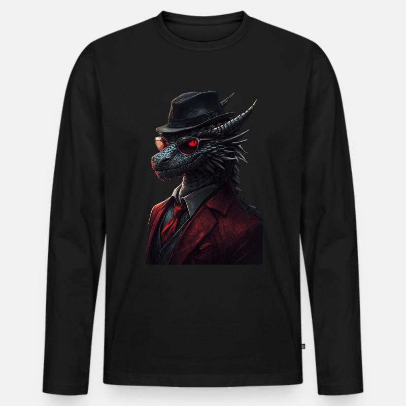 Drachen - Männer Premium Bio Langarmshirt - Schwarz