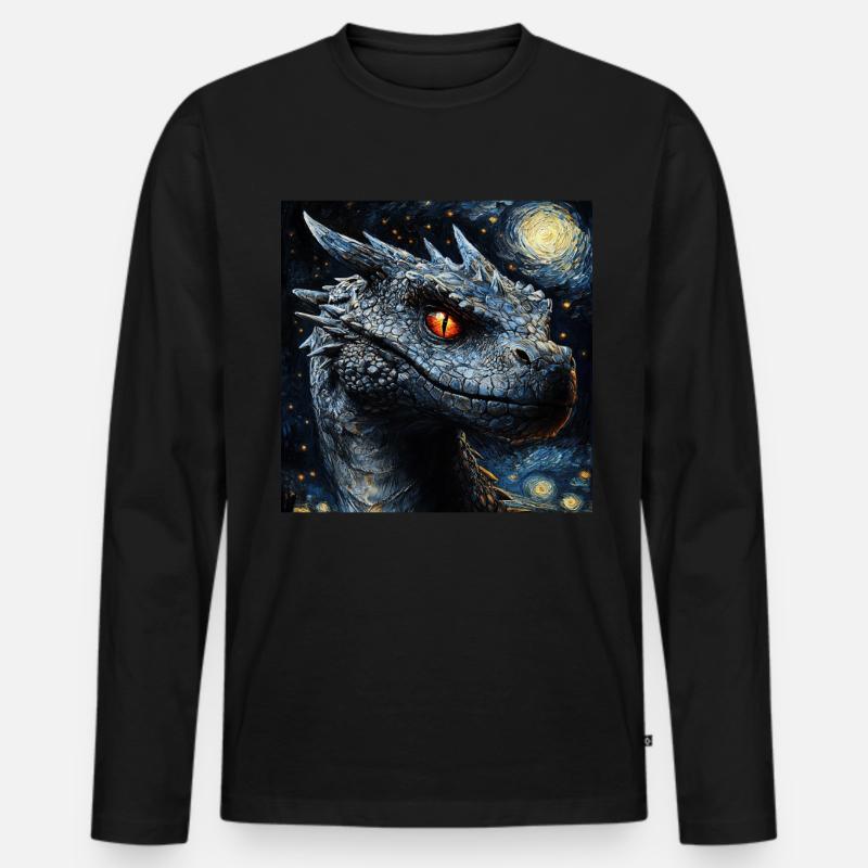 Drachen - Männer Premium Bio Langarmshirt - Schwarz