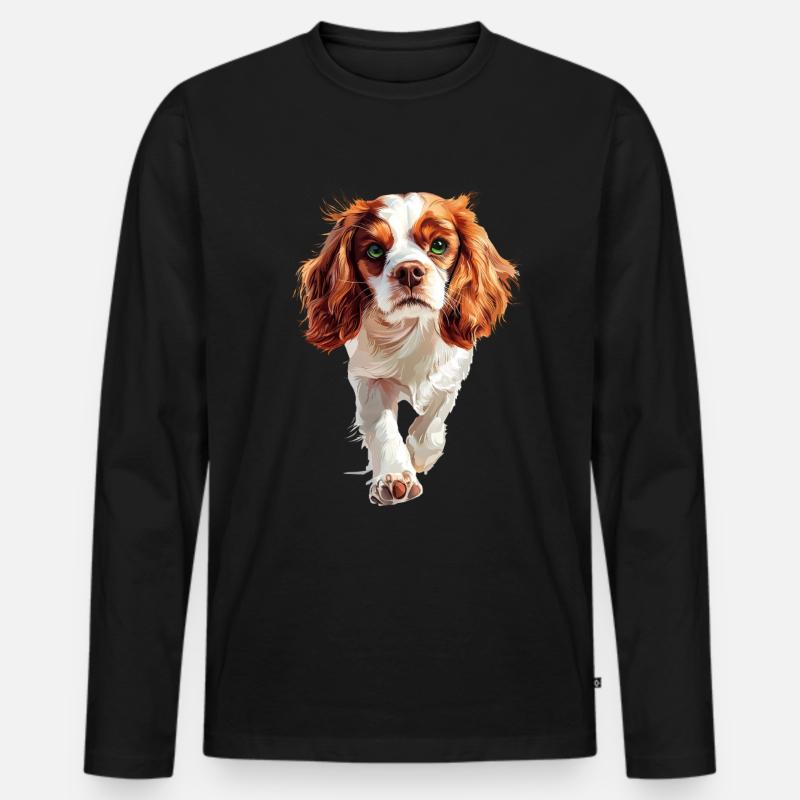 Cavalier King Charles - Männer Premium Bio Langarmshirt - Schwarz