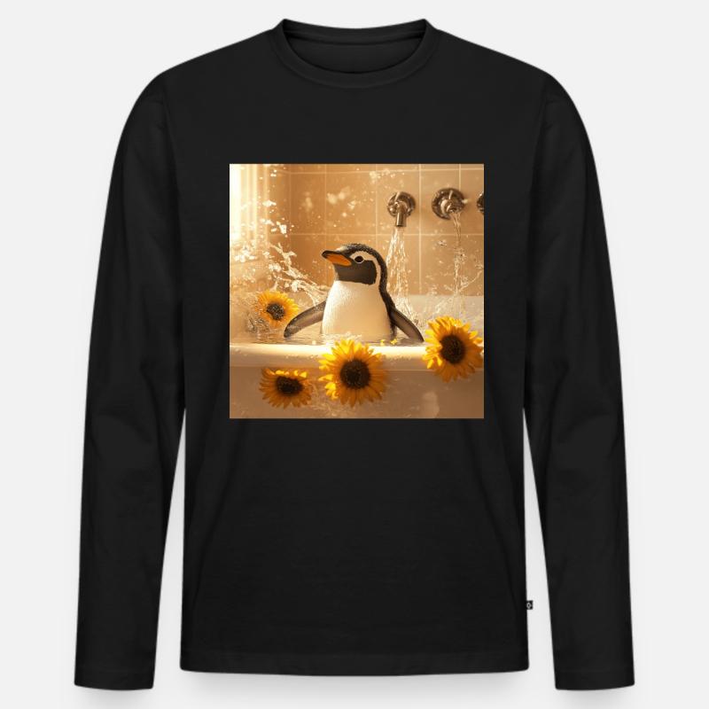 Pinguin - Männer Premium Bio Langarmshirt - Schwarz