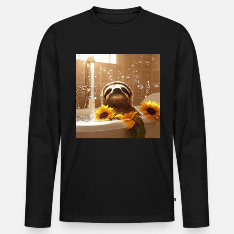 Faultier - Männer Premium Bio Langarmshirt - Schwarz