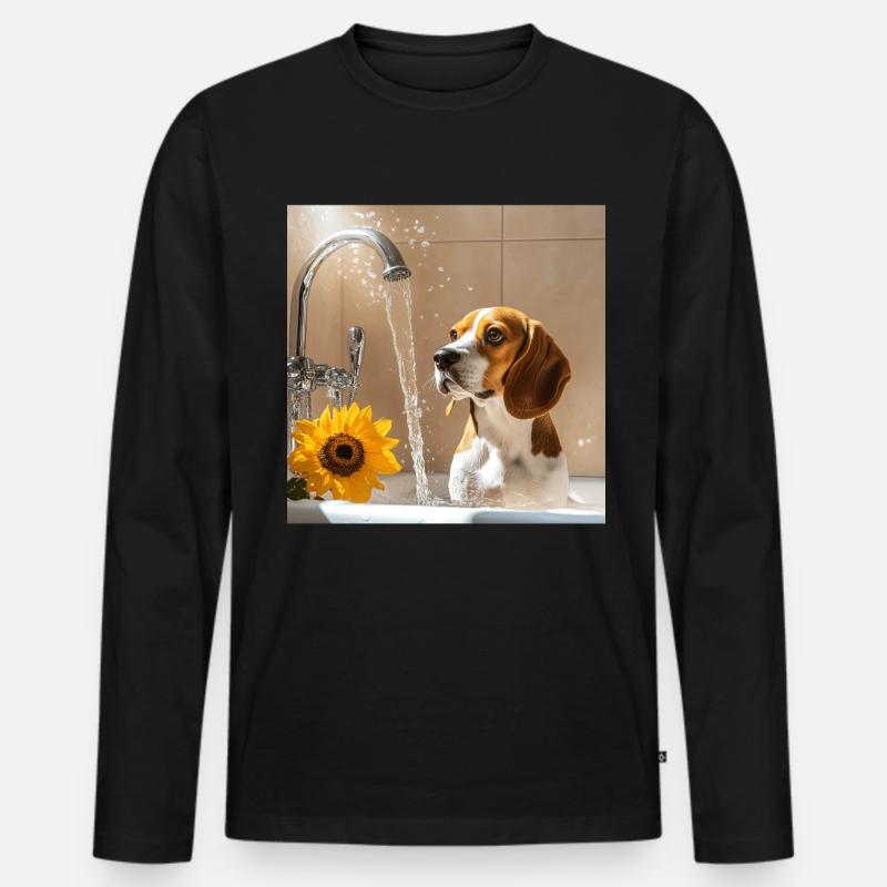 Beagle - Männer Premium Bio Langarmshirt - Schwarz