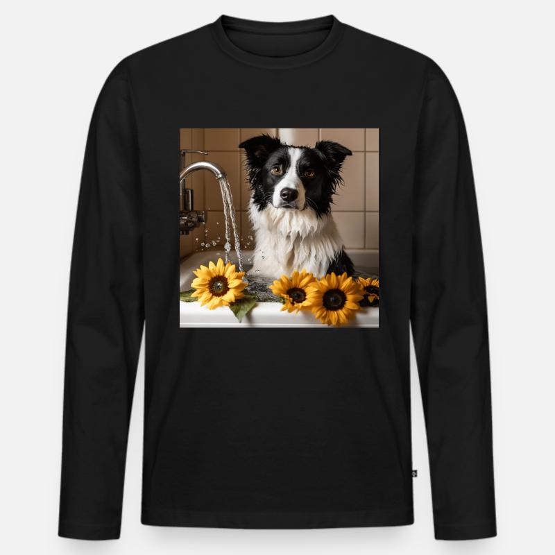 Border Collie - Männer Premium Bio Langarmshirt - Schwarz
