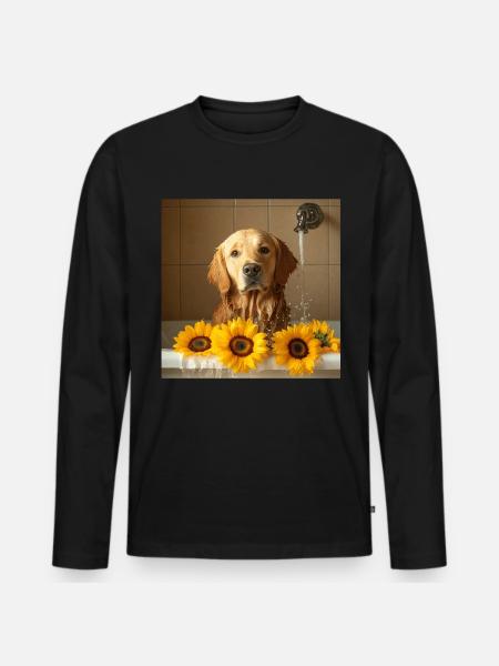 Golden Retriever - Männer Premium Bio Langarmshirt - Schwarz