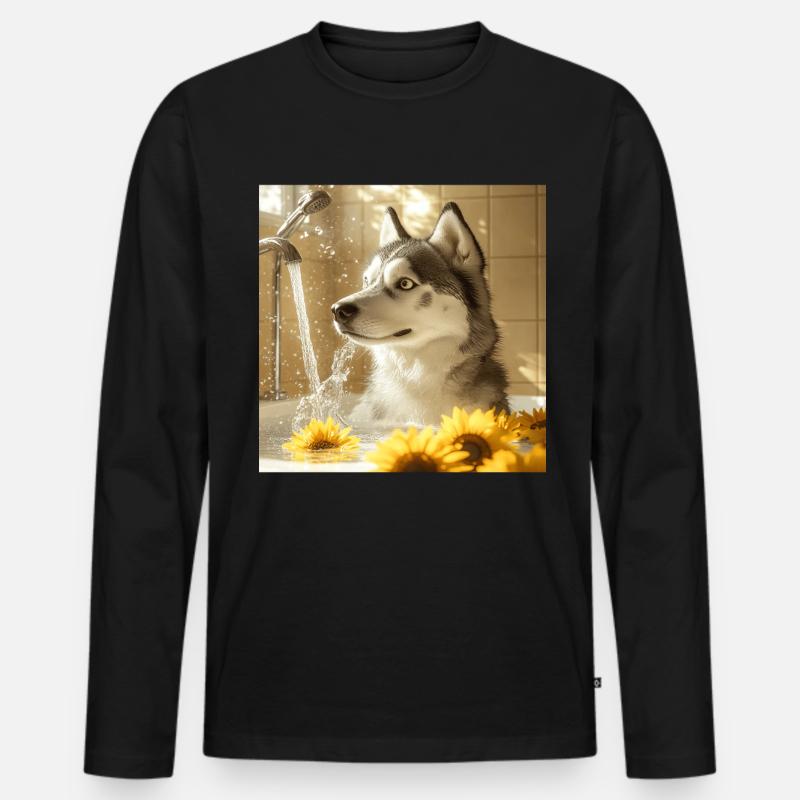 Sibirischer Husky - Männer Premium Bio Langarmshirt - Schwarz