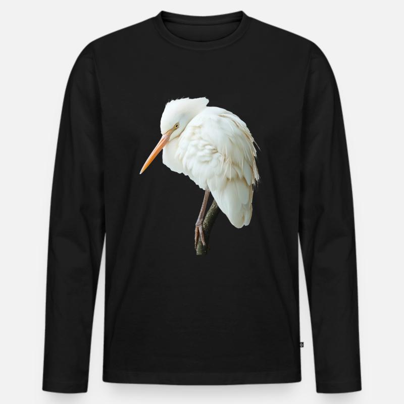 Reiher Vogel - Männer Premium Bio Langarmshirt - Schwarz