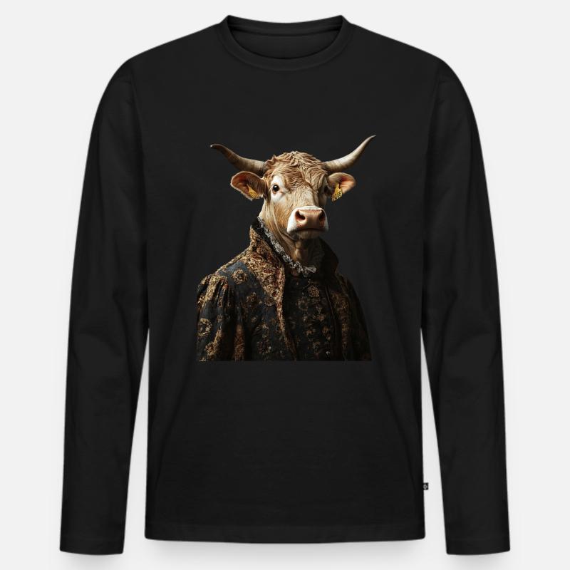Kuh - Männer Premium Bio Langarmshirt - Schwarz
