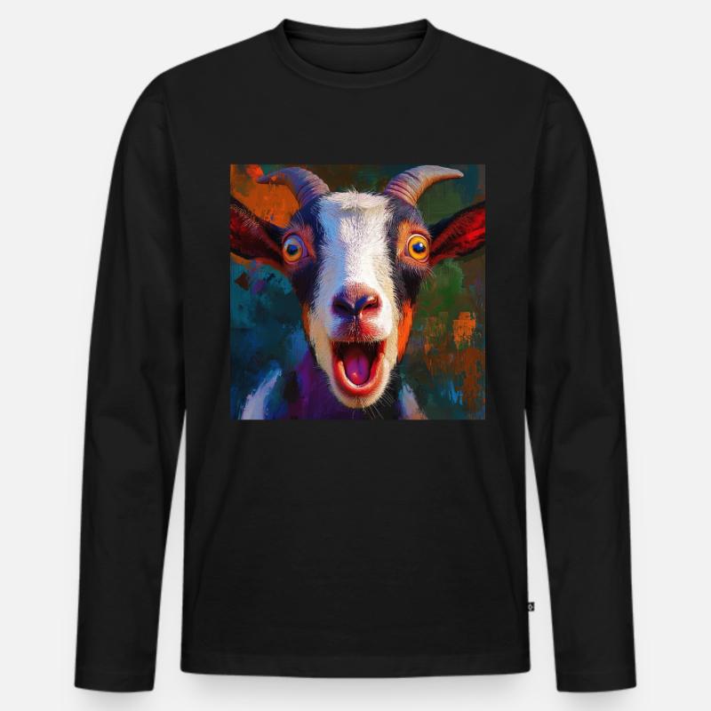 Ziege - Männer Premium Bio Langarmshirt - Schwarz
