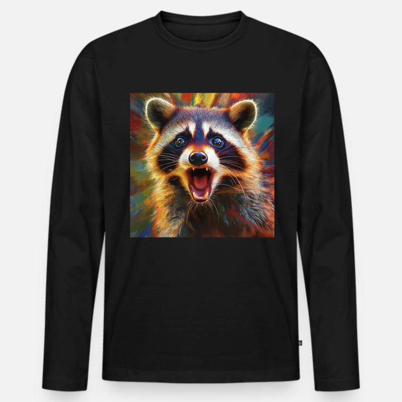 Waschbär - Männer Premium Bio Langarmshirt - Schwarz