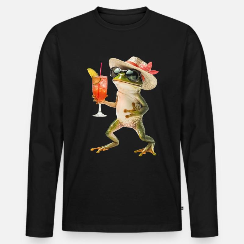 Frosch - Männer Premium Bio Langarmshirt - Schwarz