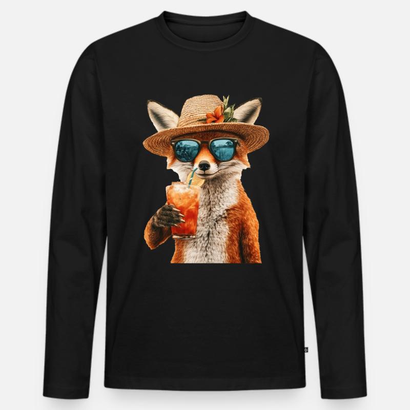 Fuchs - Männer Premium Bio Langarmshirt - Schwarz