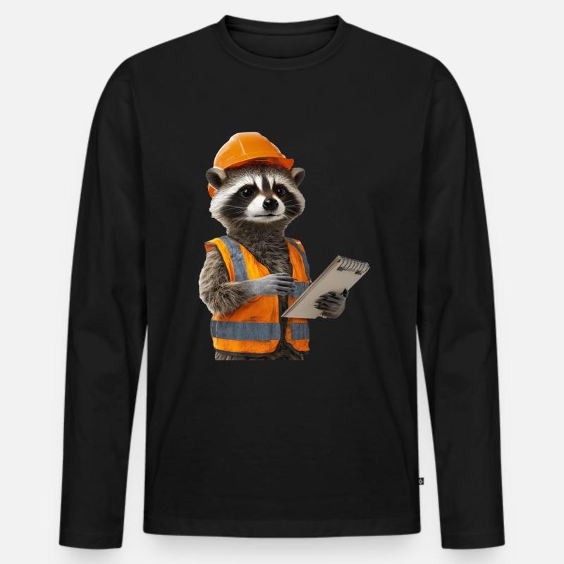 Waschbär - Männer Premium Bio Langarmshirt - Schwarz