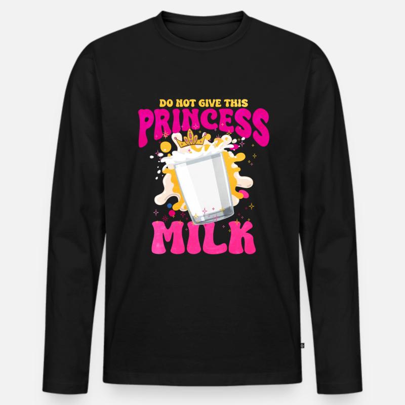 Milch - Männer Premium Bio Langarmshirt - Schwarz