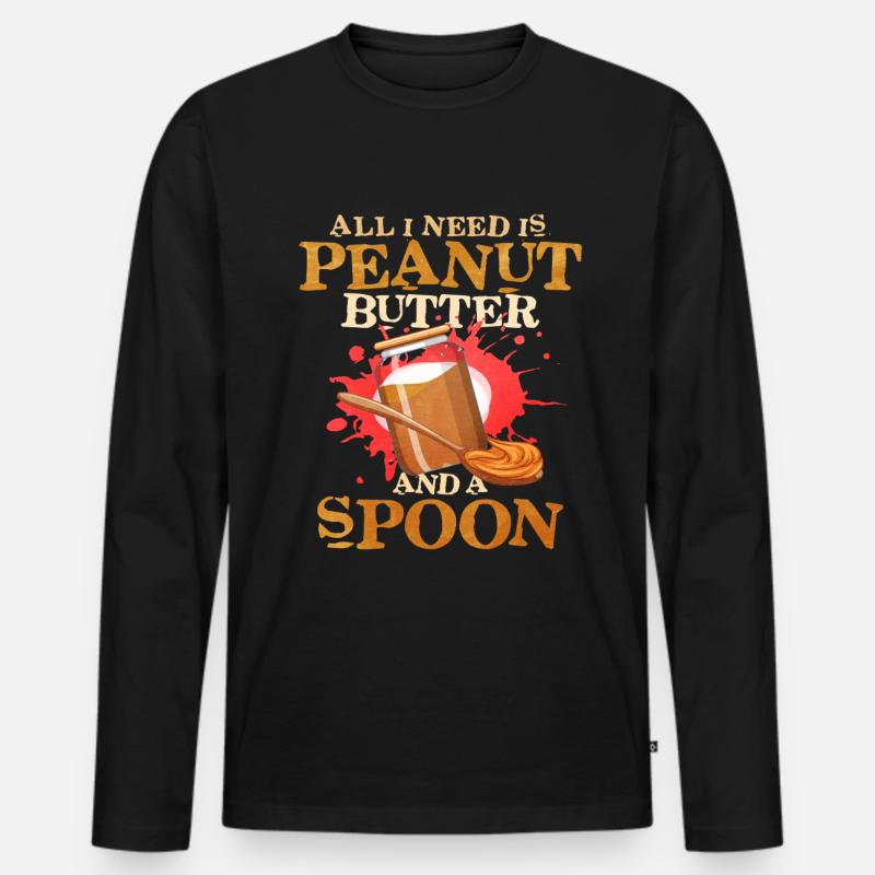 Erdnussbutter - Männer Premium Bio Langarmshirt - Schwarz