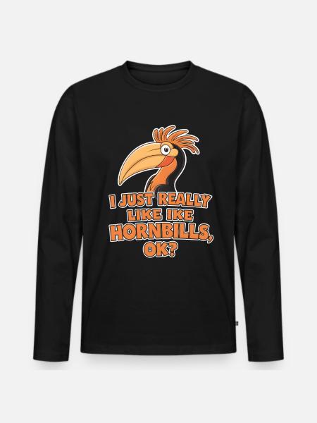 Nashornvogel - Männer Premium Bio Langarmshirt - Schwarz