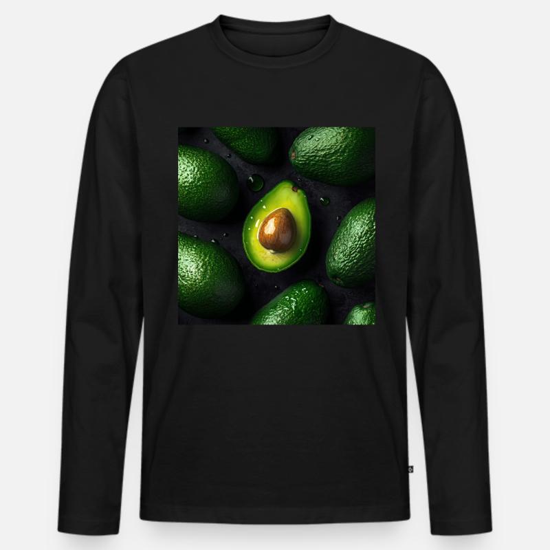 Avocado - Männer Premium Bio Langarmshirt - Schwarz