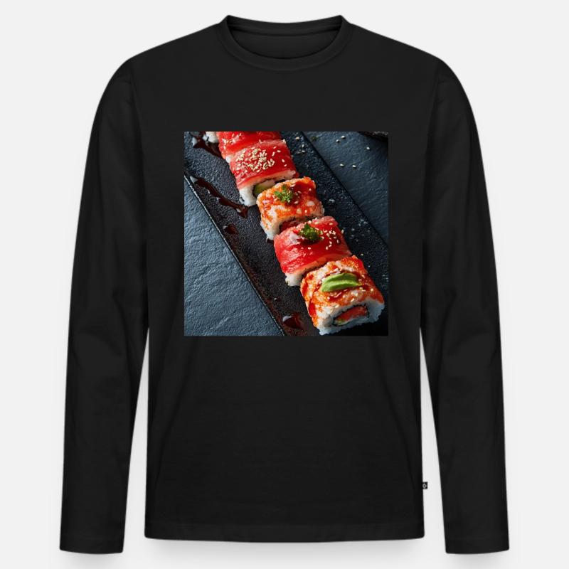Sushi - Männer Premium Bio Langarmshirt - Schwarz