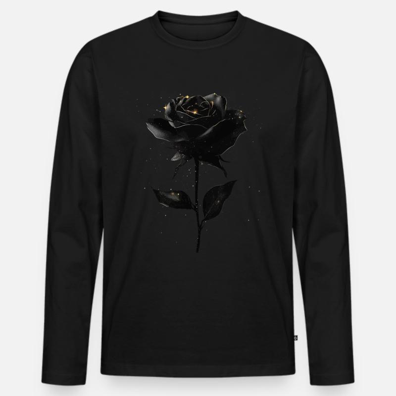Schwarze Rose - Männer Premium Bio Langarmshirt - Schwarz