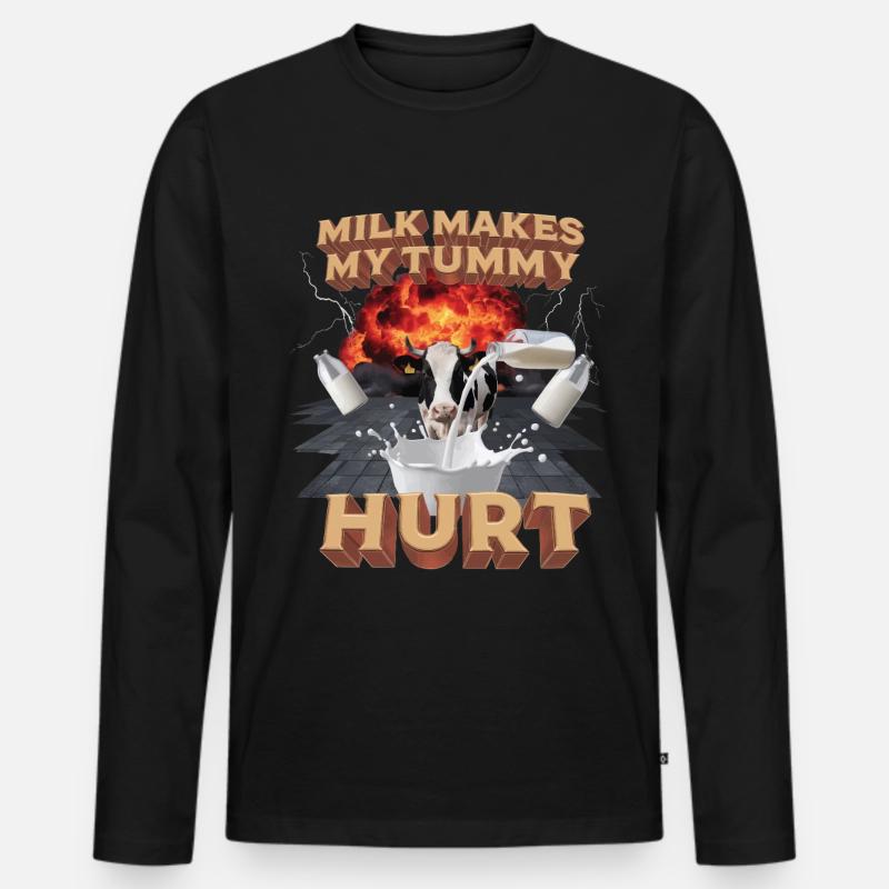 Milch - Männer Premium Bio Langarmshirt - Schwarz