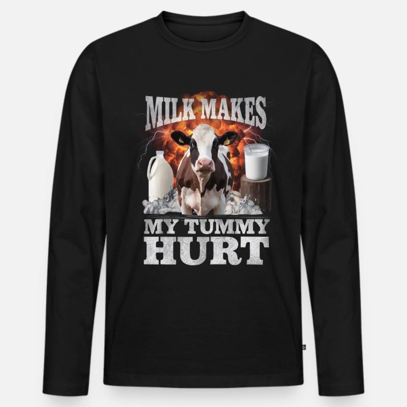 Milch - Männer Premium Bio Langarmshirt - Schwarz