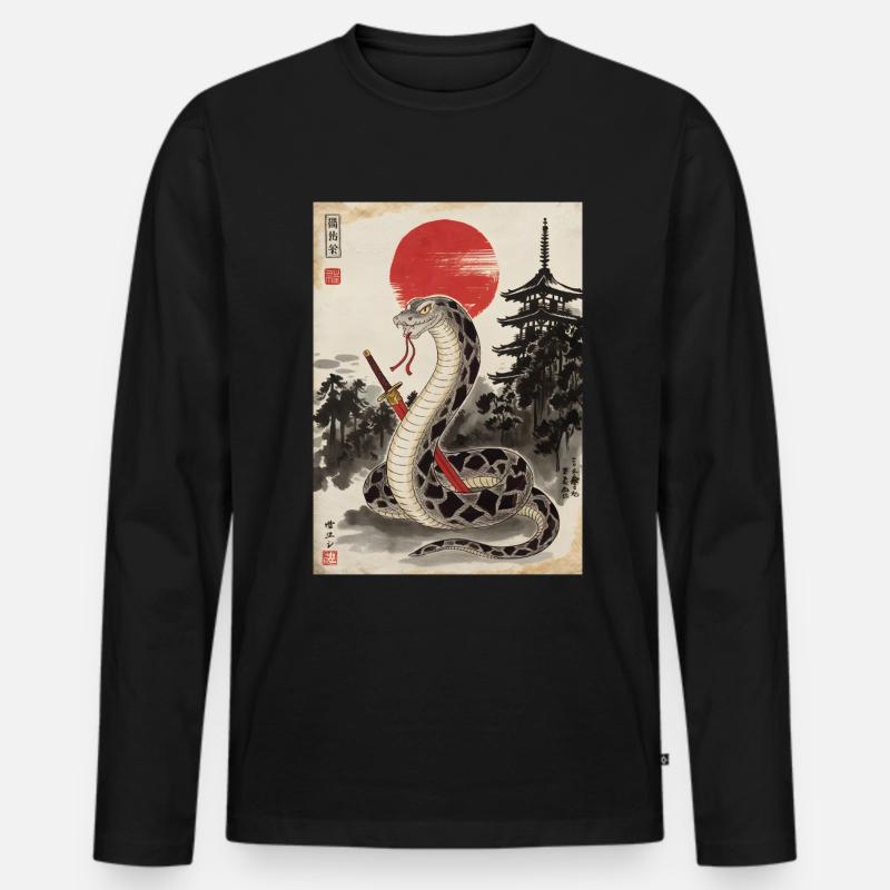 Samurai - Männer Premium Bio Langarmshirt - Schwarz