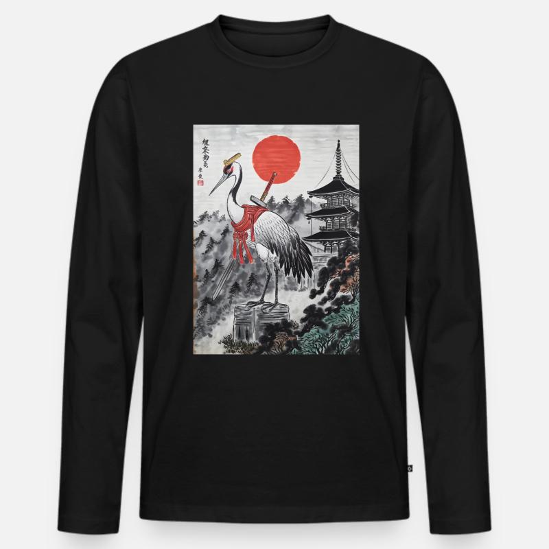 Samurai - Männer Premium Bio Langarmshirt - Schwarz