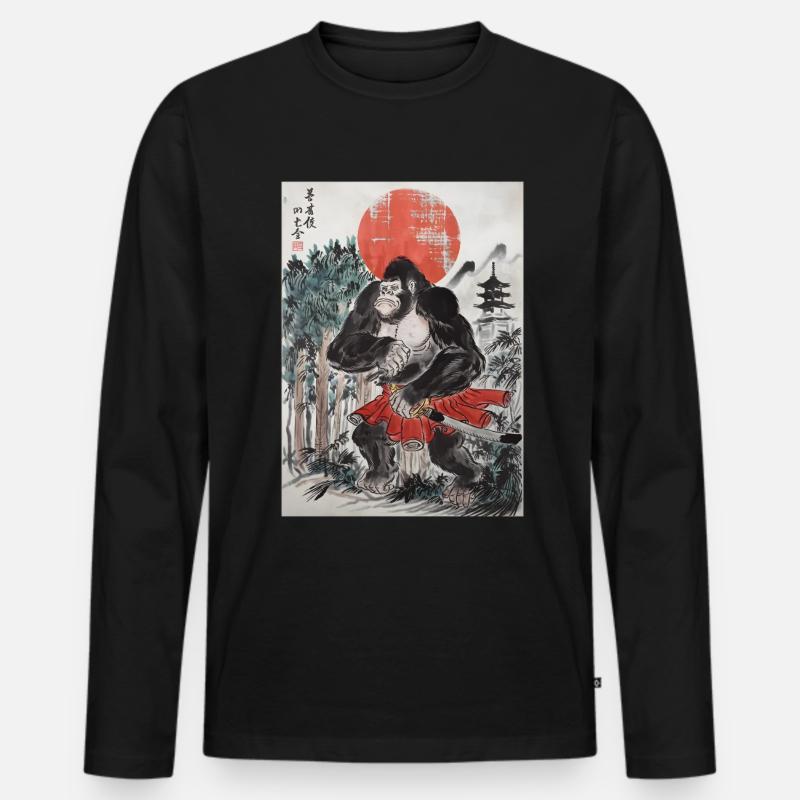 Samurai - Männer Premium Bio Langarmshirt - Schwarz