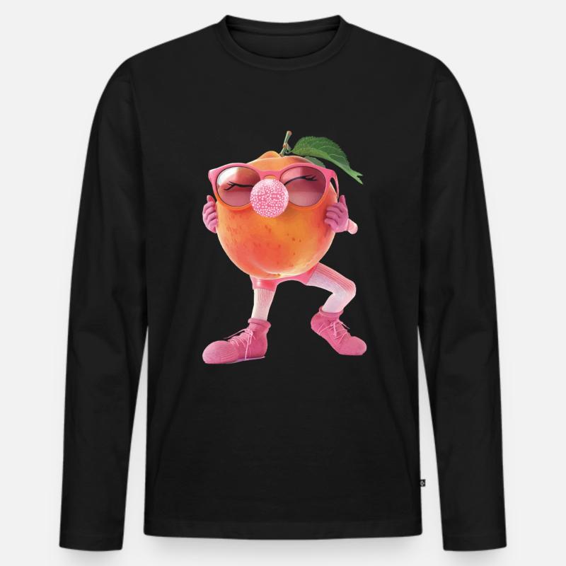 Pfirsich - Männer Premium Bio Langarmshirt - Schwarz