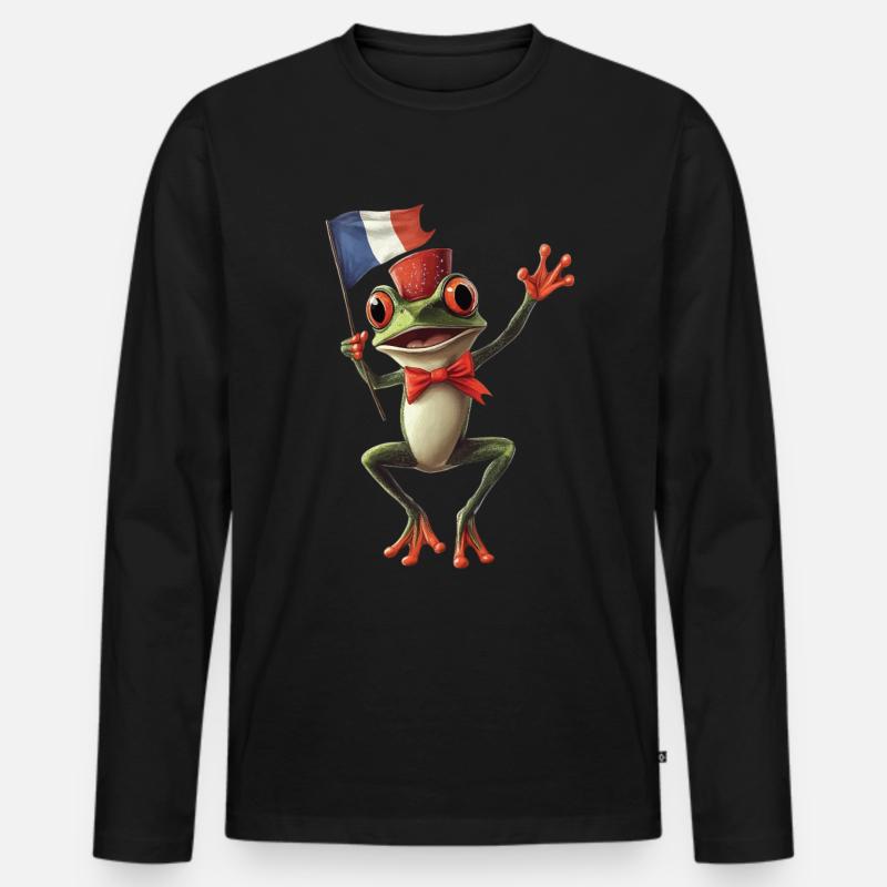Frosch - Männer Premium Bio Langarmshirt - Schwarz