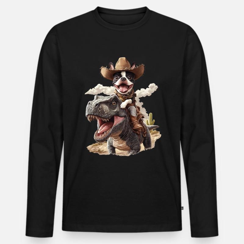 Boston Terrier - Männer Premium Bio Langarmshirt - Schwarz