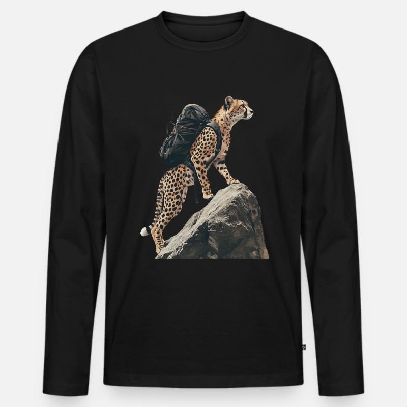 Gepard - Männer Premium Bio Langarmshirt - Schwarz