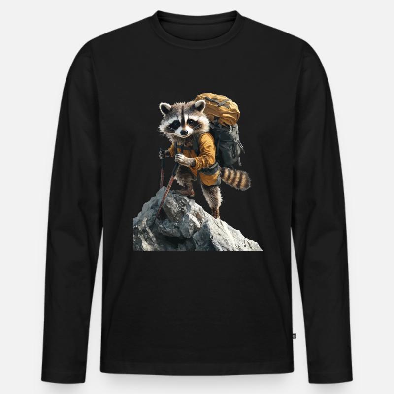 Waschbär - Männer Premium Bio Langarmshirt - Schwarz
