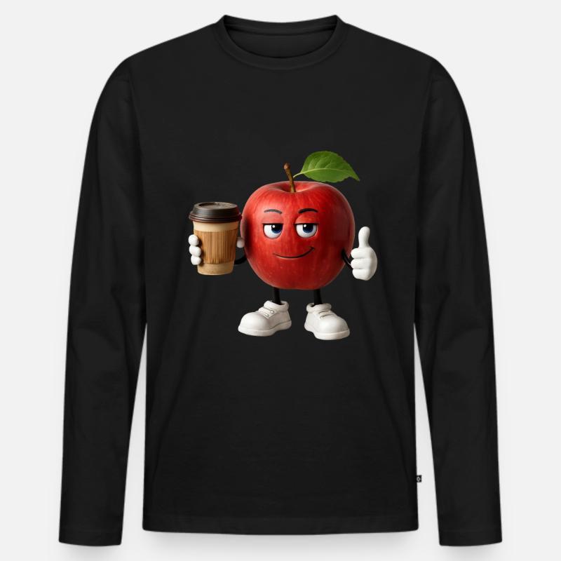 Apfelkaffee - Männer Premium Bio Langarmshirt - Schwarz
