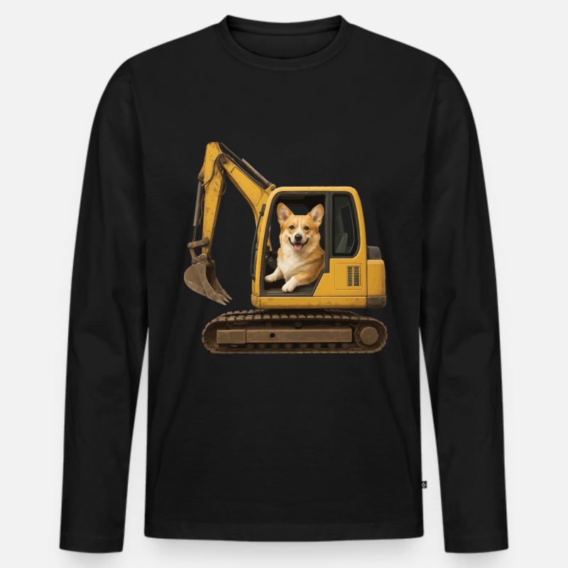 Corgi - Männer Premium Bio Langarmshirt - Schwarz