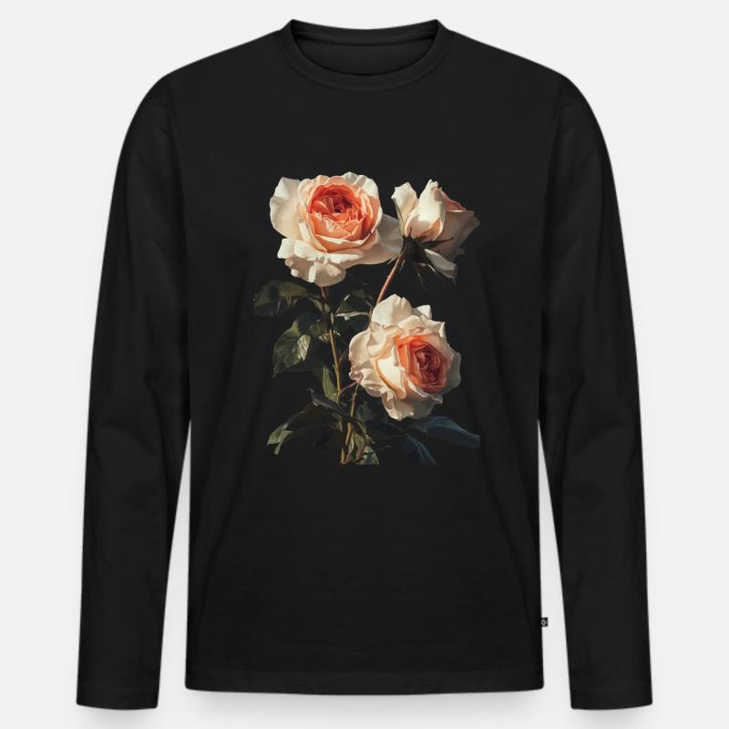 Rose - Männer Premium Bio Langarmshirt - Schwarz