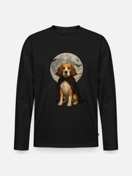 Beagle - Männer Premium Bio Langarmshirt - Schwarz