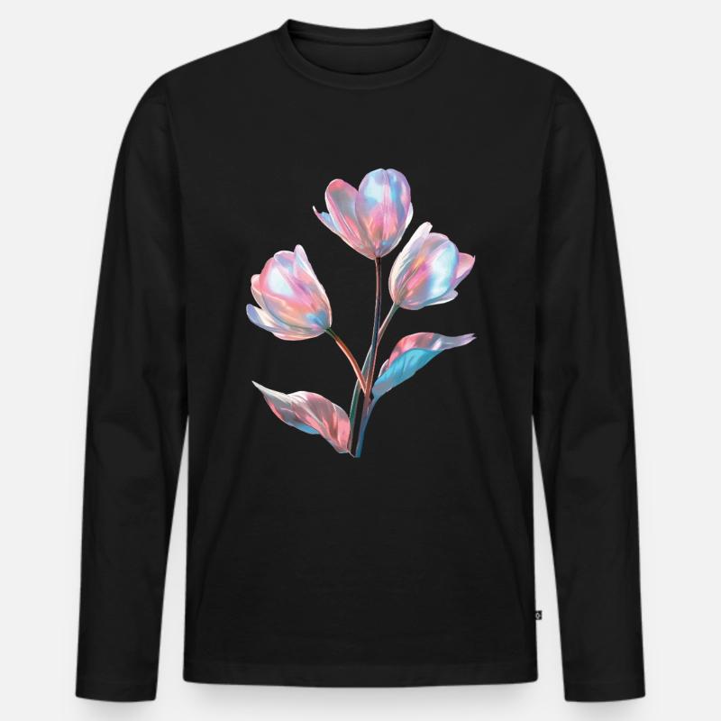 Tulpe - Männer Premium Bio Langarmshirt - Schwarz