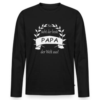So sieht der beste Papa der Welt aus - Männer Premium Bio Langarmshirt - Schwarz - Vorne - Nico (187cm)