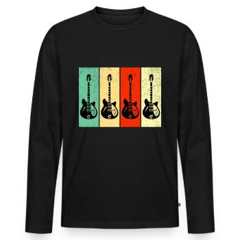 Guitar Retro Vintage Electric Guitars - Men's Premium Organic Long Sleeve Shirt - black - Front - Nico (187cm)