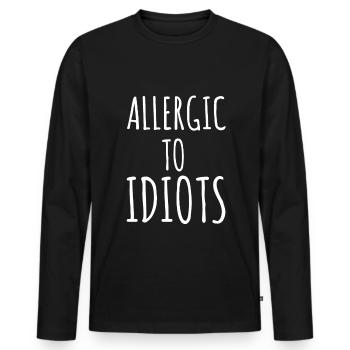 Allergique aux idiots Je déteste les gens - T-shirt manches longues Premium bio Homme - noir - Devant - Nico (187cm)