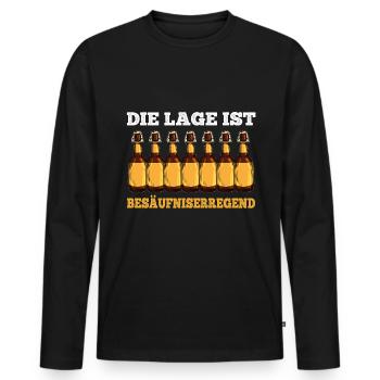 Die Lage ist Besäufniserregend Bier Wein Nachbar - Männer Premium Bio Langarmshirt - Schwarz - Vorne - Nico (187cm)