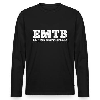 Lächeln statt Hecheln EMTB E-Bike Rentner Faultier - Männer Premium Bio Langarmshirt - Schwarz - Vorne - Nico (187cm)