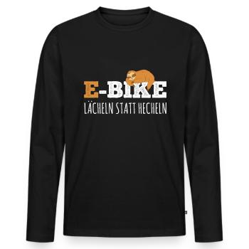 Lächeln statt Hecheln EMTB E-Bike Rentner Faultier - Männer Premium Bio Langarmshirt - Schwarz - Vorne - Nico (187cm)