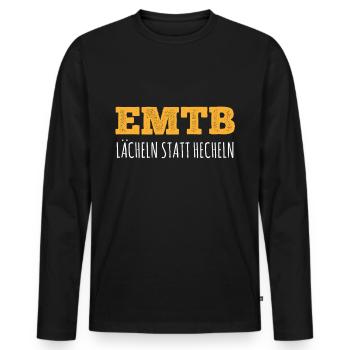 Lächeln statt Hecheln EMTB E-Bike Rentner Faultier - Männer Premium Bio Langarmshirt - Schwarz - Vorne - Nico (187cm)