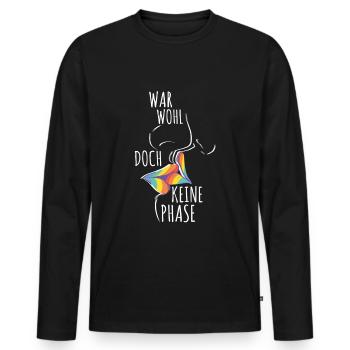 War Wohl Doch Keine Phase Gay LGBTQ Lippe - Männer Premium Bio Langarmshirt - Schwarz - Vorne - Nico (187cm)