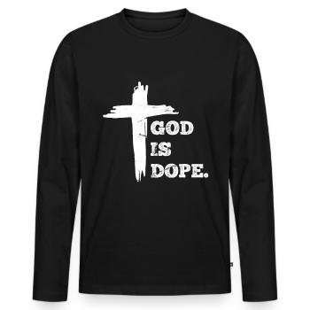 God is cool Christian faith Religion pray - Men's Premium Organic Long Sleeve Shirt - black - Front - Nico (187cm)