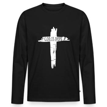 God is cool Christian faith Religion pray - Men's Premium Organic Long Sleeve Shirt - black - Front - Nico (187cm)
