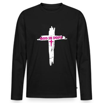 God is cool Christian faith Religion pray - Men's Premium Organic Long Sleeve Shirt - black - Front - Nico (187cm)