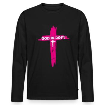 God is cool Christian faith Religion pray - Men's Premium Organic Long Sleeve Shirt - black - Front - Nico (187cm)