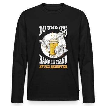 Bier Darts Verein Bar Verein Hand in Hand besoffen - Männer Premium Bio Langarmshirt - Schwarz - Vorne - Nico (187cm)